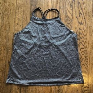 3/$10 GAP Black & Silver Metallic Stripe Stretch Strappy Crisscross Flowy Tank